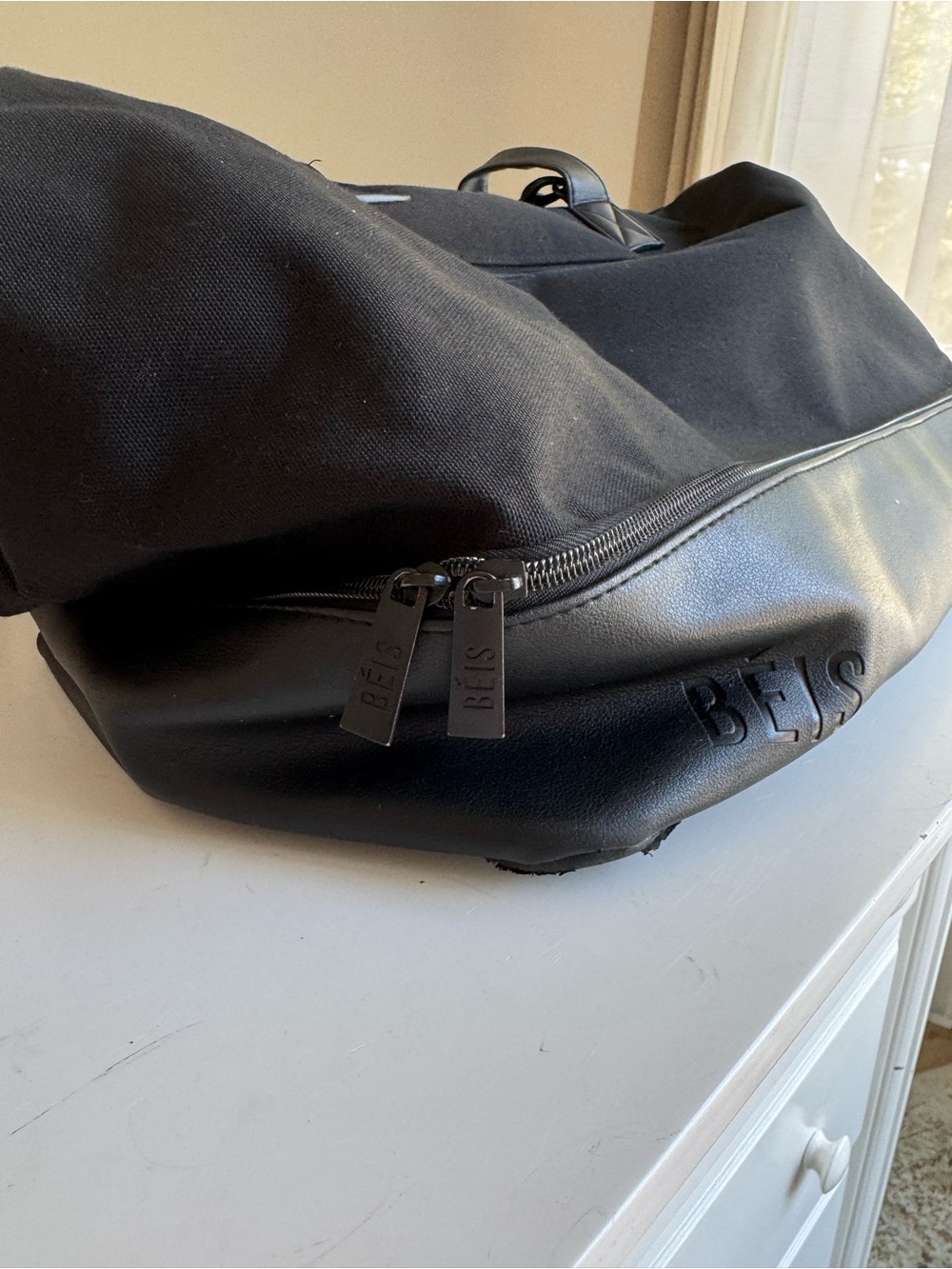 BEIS Black Weekender Travel Duffel Bag with Bottom Shoe Compartment - Picture 8 of 15